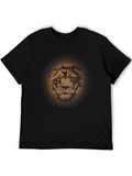 Lion Face Graphic Print Crew Neck T-Shirt