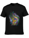 Abstract Swirl Graphic Print Black T-Shirt