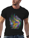 Abstract Swirl Graphic Print Black T-Shirt