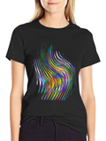 Abstract Swirl Graphic Print Black T-Shirt