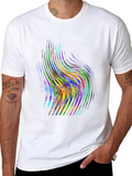 Abstract Swirl Graphic Print Black T-Shirt