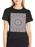 Mandala Print Black Crew Neck T-Shirt