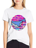 Retro Whale Graphic Tee - Black Cotton T-Shirt