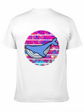 Retro Whale Graphic Tee - Black Cotton T-Shirt