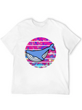 Retro Whale Graphic Tee - Black Cotton T-Shirt