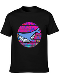 Retro Whale Graphic Tee - Black Cotton T-Shirt