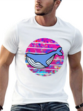 Retro Whale Graphic Tee - Black Cotton T-Shirt