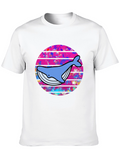 Retro Whale Graphic Tee - Black Cotton T-Shirt