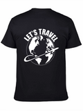 Lets Travel Graphic T-Shirt - Globe Airplane Design