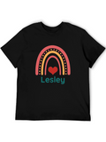 Lesley Rainbow Heart Personalized T-Shirt