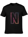 Black T-Shirt with Gradient N Graphic