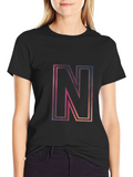 Black T-Shirt with Gradient N Graphic