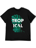 Tropical Leaf Graphic Tee - Black
