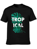 Tropical Leaf Graphic Tee - Black