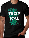 Tropical Leaf Graphic Tee - Black