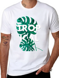 Tropical Leaf Graphic Tee - Black
