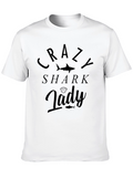 Crazy Shark Lady Black T-Shirt