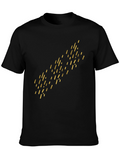 Modern Black Tee with Abstract Gold Design
