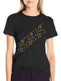 Modern Black Tee with Abstract Gold Design