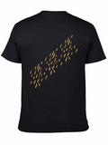 Modern Black Tee with Abstract Gold Design
