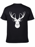 Deer Head Graphic Tee - Black Cotton Blend