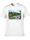 Scenic River Print Black T-Shirt