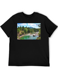 Scenic River Print Black T-Shirt