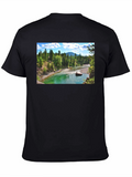 Scenic River Print Black T-Shirt