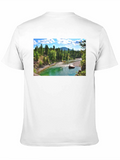 Scenic River Print Black T-Shirt
