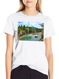 Scenic River Print Black T-Shirt