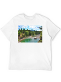 Scenic River Print Black T-Shirt