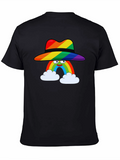 Rainbow Character Graphic Black T-Shirt