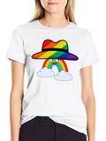 Rainbow Character Graphic Black T-Shirt