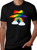 Rainbow Character Graphic Black T-Shirt