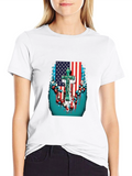 American Flag Cross Graphic Black T-Shirt