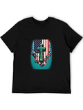 American Flag Cross Graphic Black T-Shirt
