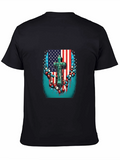 American Flag Cross Graphic Black T-Shirt