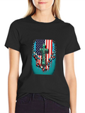 American Flag Cross Graphic Black T-Shirt