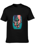 American Flag Cross Graphic Black T-Shirt