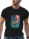 American Flag Cross Graphic Black T-Shirt