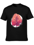 Nature Tree Graphic Print Mens Black T-Shirt