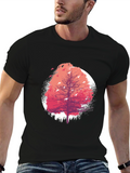 Nature Tree Graphic Print Mens Black T-Shirt