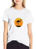 Flamingo Sunset Graphic Tee - Stylish Black T-Shirt