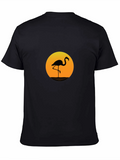 Flamingo Sunset Graphic Tee - Stylish Black T-Shirt