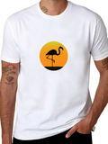Flamingo Sunset Graphic Tee - Stylish Black T-Shirt