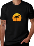 Flamingo Sunset Graphic Tee - Stylish Black T-Shirt