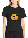Flamingo Sunset Graphic Tee - Stylish Black T-Shirt