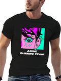 Anime Running Team Graphic Tee - Black Cotton
