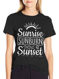 Sunrise Sunburn Sunset Black Graphic T-Shirt