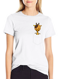 Giraffe Pocket Graphic Tee - Black Cotton Shirt